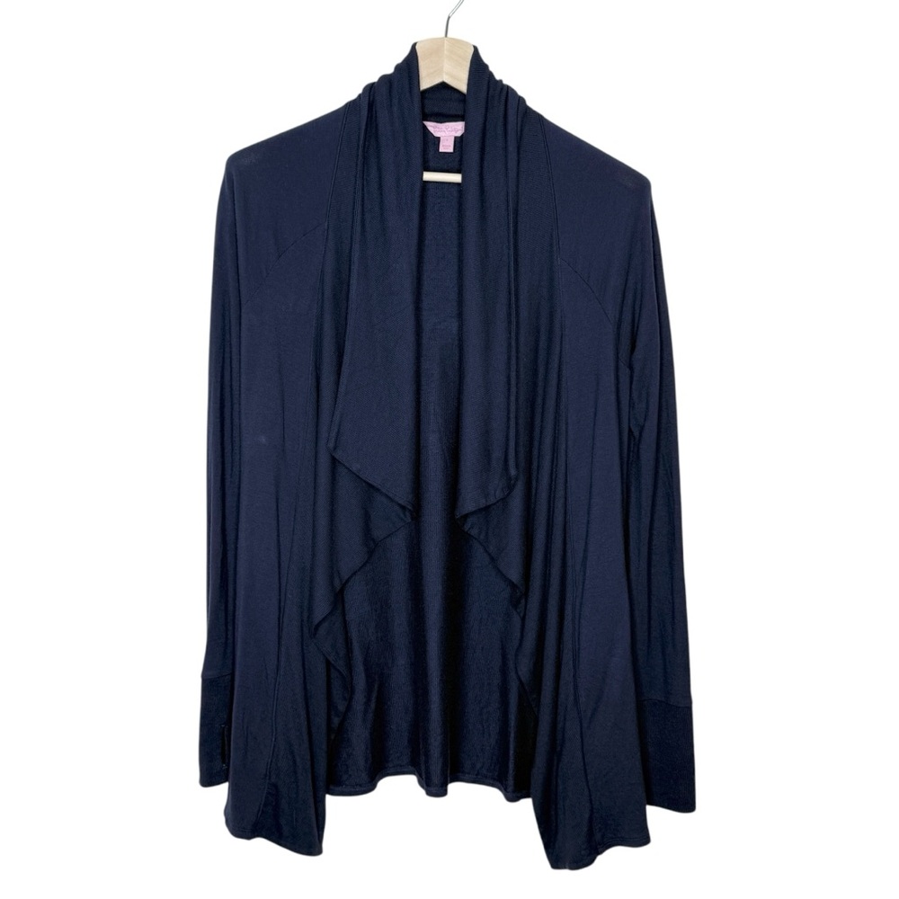 Lilly Pulitzer Elyssa Waterfall Wrap True Navy Luxletic‎ Sweater Cardigan Small - Picture 3 of 8